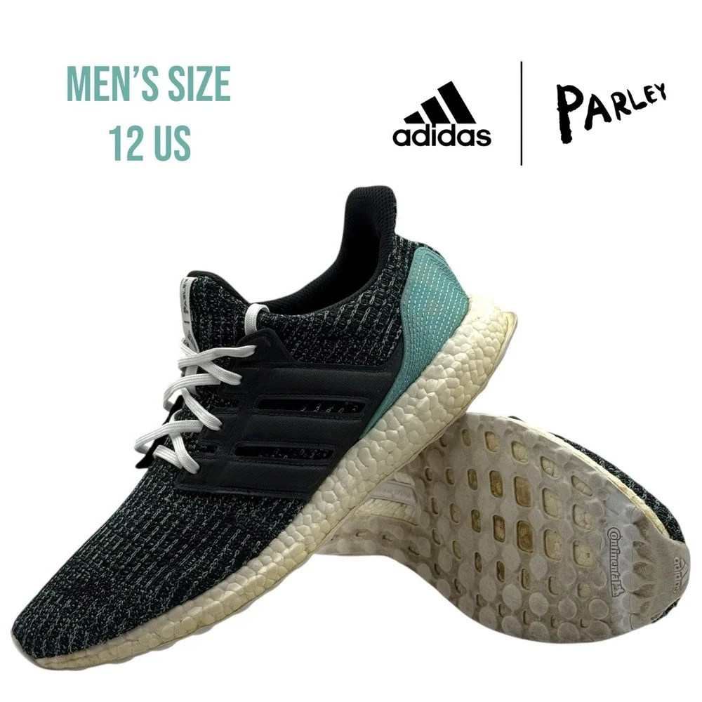 adidas Parley x UltraBoost 4.0‎ Men's Size 12 Black Teal Running Shoes CG3673